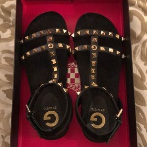 Black and gold studded sandals! SO COMFY!